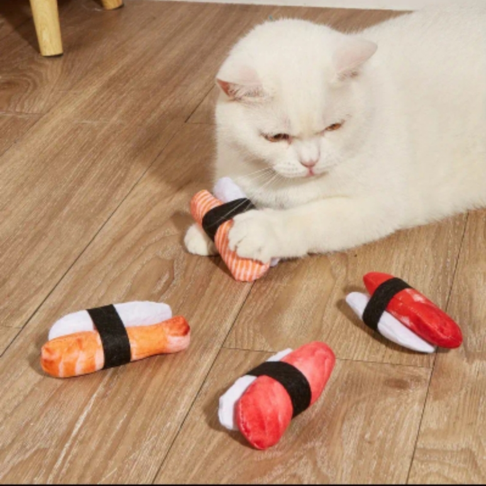Cute Sushi Shape Cat Teeth Grinding Toy, Relieving Boredom, Set of 5
